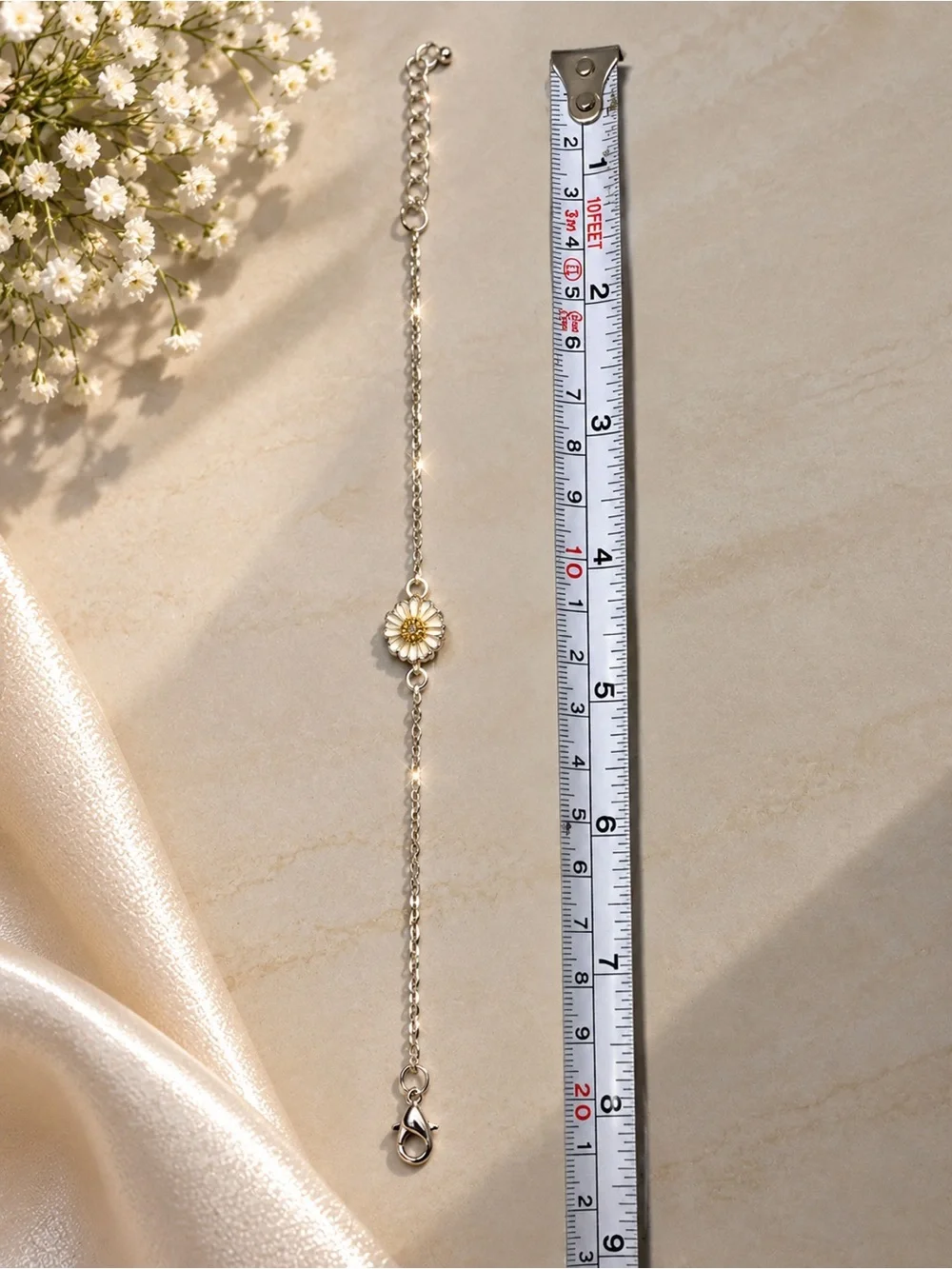 Delicate Daisy Chain Bracelet - Silver & Gold Accent